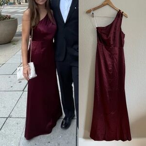 Lulu's Deep Red One Shoulder Gown